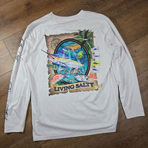 Spicy Tuna Fishing Shirt Mens M Living Salty Long Sleeve UV Outdoor Beach Tee
